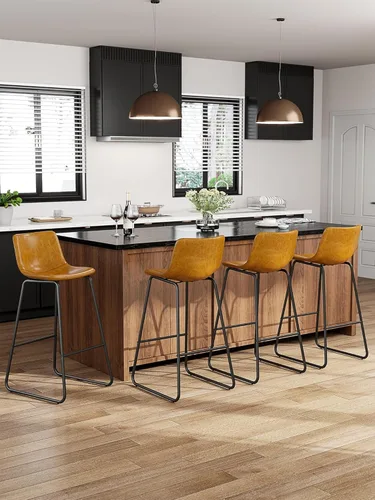 Miniatura 35 de Bar Stools Set of 2, 26 Inches Counter Height Bar Stools with Back, Modern Faux Leather Barstools with Metal Legs and Footrest, Bar Chairs for