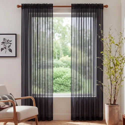 Miniatura 43 de NICETOWN Cortinas traslúcidas blancas de 63 pulgadas de largo para dormitorio, cortinas de gasa translúcida con bolsillo para barra, paneles