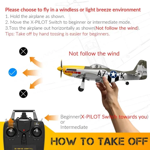 Miniatura 8 de Avión RC P51 Mustang sin escobillas de 4 canales - VOLANTEXR 19.685 in RC Aviones con estabilizador XPilot y acrobático 3D, aviones RC para adultos