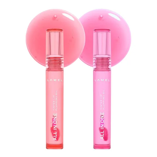 Lamel Lip Oil Set of 2 – Peachy & Sparkle Hydrating Tinted Lip Oils, Glossy Non-Sticky Finish, Full-Size Lip Gloss Duo