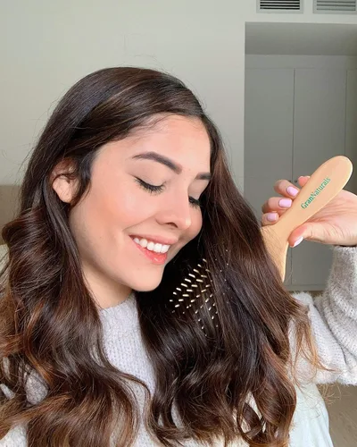 Miniatura 5 de Cepillo de pelo con cerdas de madera Longitud 10.25 pulgadas de ancho 3.5 pulgadas Cepillo de pelo grande con mango de madera natural ecológico