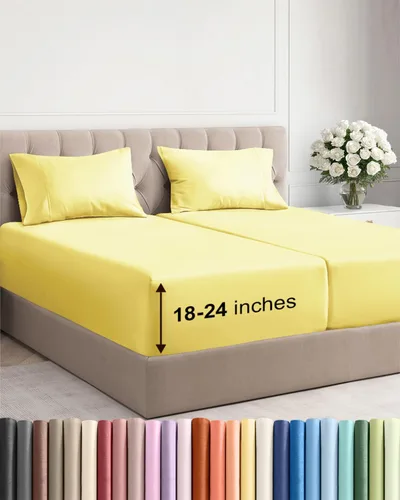 Miniatura 63 de Sábanas King divididas con bolsillos extra profundos, sábanas transpirables y refrescantes de 5 piezas, sábanas de lujo para hotel, suaves, sin 22