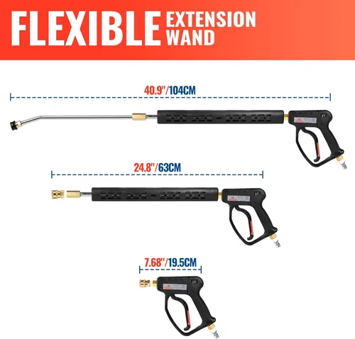 Miniatura 5 de YAMATIC Pistola de lavado a presión de 5000 PSI - Enchufe giratorio de 3/8" y acoplador M22-14mm, mango de gatillo de varilla de extensión