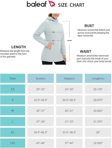 Miniatura 6 de BALEAF Chaqueta larga de forro polar con capucha y cremallera completa para mujer, abrigo de invierno suave y ligero