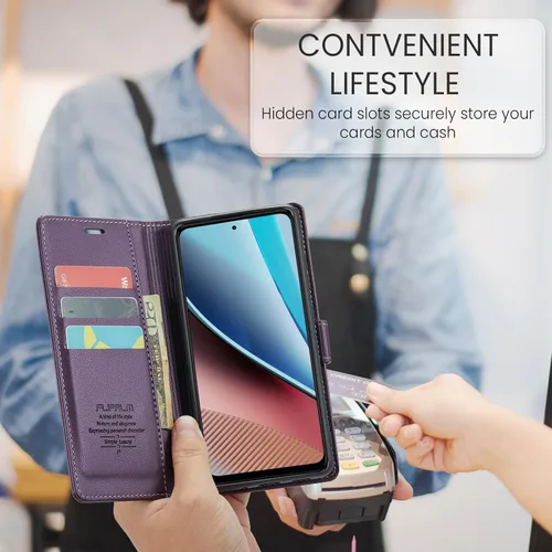 Miniatura 5 de FLIPALM Funda con cartera para Samsung Galaxy S25 FE, soporte para tarjeta de crédito con bloqueo RFID, cubierta protectora a prueba de golpes