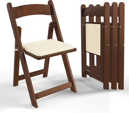 Miniatura 14 de VINGLI Sillas plegables de madera con cojín, cómodas, portátiles y duraderas, asientos plegables para eventos en interiores y exteriores, banquetes