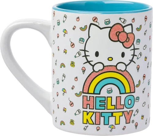 Miniatura 2 de Silver Buffalo Sanrio Hello Kitty - Taza de cerámica con purpurina arcoíris, 14 onzas