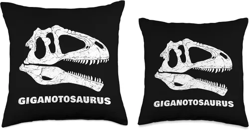 Miniatura 3 de Giganotosaurus Fossil Bones Paleontology Giganotosaurus - Almohada de dinosaurio cazador de fósiles de cráneo, 16 x 16 pulgadas, multicolor