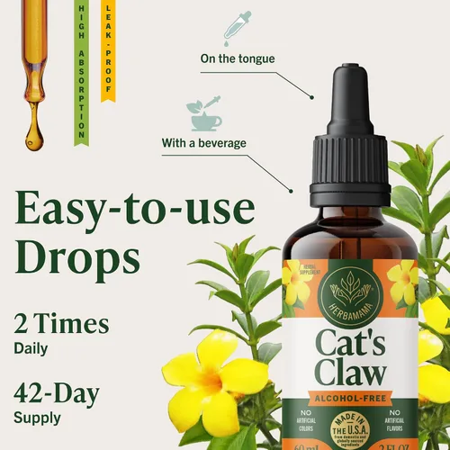 Miniatura 6 de HERBAMAMA Tintura de garra de gato – Suplemento vegano de extracto de uña de gato para apoyo inmunológico – Gotas Uncaria Tomentosa sin OMG, sin