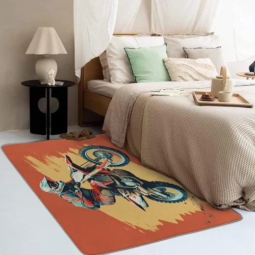 Miniatura 3 de Alfombra de motocross y decoración del hogar, alfombra de motocross de 2 x 3 pies para entrada, sala de estar, dormitorio, alfombra para niños, Dirt