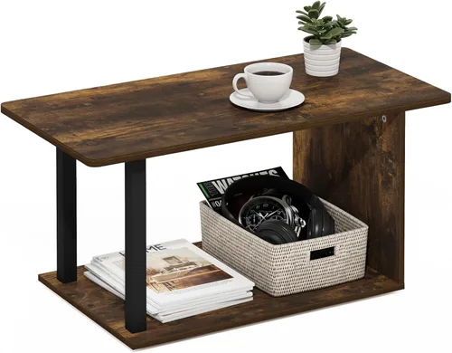 Miniatura 15 de Furinno Mesa de centro de diseño simple, nogal oscuro