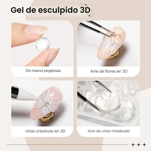 Miniatura 3 de Gel 3D para arte de uñas, gel duro sólido para esculpir uñas, no pegajoso para tallar, extensión de edificios con lápiz de arte de uñas, manicura