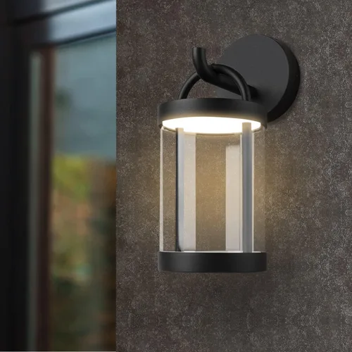 Lámpara de pared para exteriores, color negro, IP54, impermeable, LED, lámpara de pared, iluminación redonda, luces de aluminio para porche,