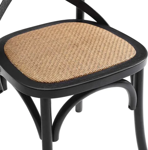 Miniatura 6 de Modway Gear - Silla de comedor de estilo rústico y moderno estilo granja, en madera de olmo y ratán, color negro