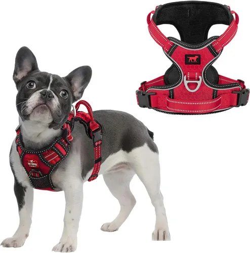 Miniatura 9 de Tuff Pupper Arnés para perro sin tirones, chaleco resistente para mascotas, clips para correa delantera y trasera, mango de seguridad fuerte