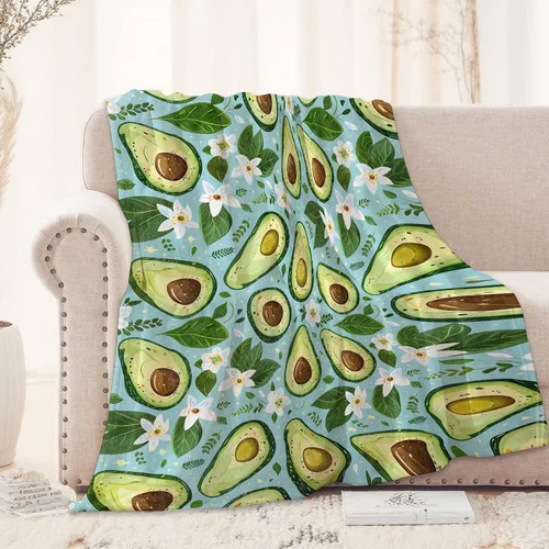 Miniatura 2 de Manta de aguacate de 40 x 50 pulgadas, manta de franela para viajes, camping, sofá, decoración de sala de estar, ligera, acogedora y suave, regalo