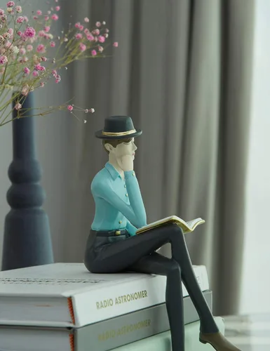 Miniatura 7 de HAUCOZE Estatua de hombre, escultura artística de lectura, decoración moderna del hogar, regalo para sala de estar, dormitorio, oficina, poliresina