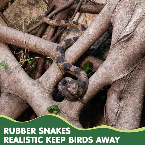 Miniatura 4 de 2 serpientes falsas realistas para jardín, mantienen alejados a pájaros y ardillas, juguete de serpiente de cascabel, accesorio de broma