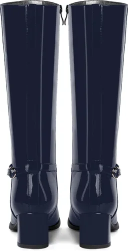 Miniatura 4 de SKYSTERRY Botas altas hasta la rodilla de tacón bajo con cremallera y puntera redonda para mujer de 2 pulgadas