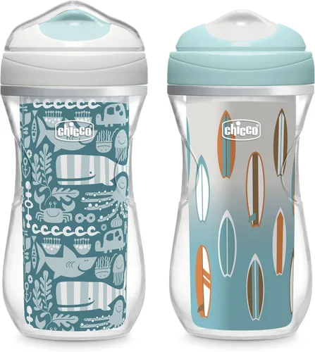 Miniatura 9 de Chicco Vaso para sorber aislado de doble pared con boquilla de borde a prueba de mordeduras y tapa sin derrames, 9 onzas. Apto para lavavajillas