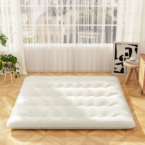 Miniatura 30 de Giantex Colchón japonés de suelo, colchón futón de 4 pulgadas con funda lavable y bolsa de almacenamiento, colchón plegable enrollable para tatami