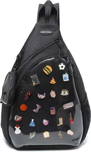 Miniatura 13 de Bolsa Oxford Ita Kawaii con Pin de visualización, mochila de pecho, mochila de un solo hombro, mochila deportiva, mochila para senderismo, mochila