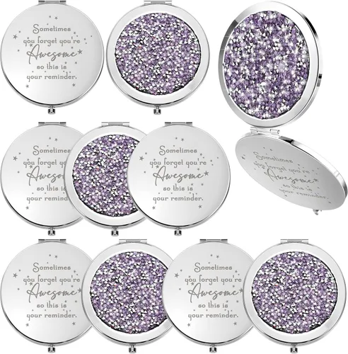 Miniatura 12 de Roowest 10 piezas de espejo compacto de regalos para mujeres, Sometimes You Forget Your Awesome Bulk Apreciation Party Favores para empleados, Oro