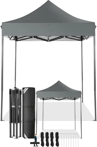 Miniatura 51 de COBIZI Toldo desplegable de 6.6 x 6.6 pies sin pared lateral, toldo resistente UPF 50+ para todas las estaciones, resistente al viento e Azul