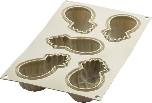 Miniatura 2 de Silikomart Molde de silicona para mini ananas (piñas), bandeja flexible con tecnología 3D que crea 5 postres texturizados en forma de piña, apto