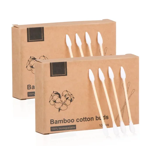 Miniatura 9 de Hisopos de algodón de bambú natural, ecológicos y biodegradables, cómodos y suaves, libres de plástico, para limpieza y maquillaje de orejas, Azul