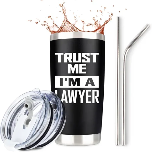 Miniatura 5 de Regalos de abogado para hombres Trust Me I'm a Lawyer Vaso de viaje de acero inoxidable grabado con láser de 20 onzas, regalo de Navidad