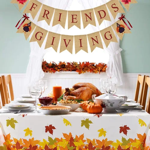 Miniatura 7 de Mantel de hojas de otoño, 3 piezas, mantel de hoja de arce, cubierta de plástico para mesa de otoño para fiesta de Acción de Gracias, cosecha