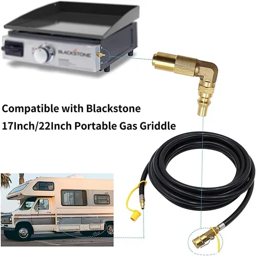 Miniatura 3 de Hooshing Adaptador de codo de conexión rápida RV de 1/4 de pulgada, ajuste de conversión de baja presión para Blackstone de 17 pulgadas y 22