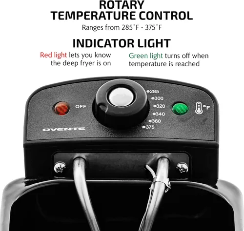 Miniatura 3 de OVENTE Freidora eléctrica de 2 litros de capacidad, tapa con ventana de visión, temperatura ajustable, cesta extraíble y mango de tacto frío