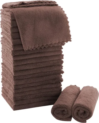 Miniatura 28 de MOONQUEEN Juego de Toallitas Ultra Suaves Premium - 12 x 12 pulgadas - Paquete de 72 - Secado Rápido - Paños de Baño de Terciopelo Coral Altamente