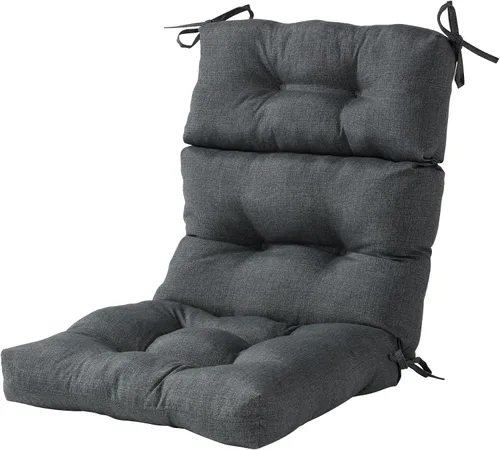 Miniatura 57 de Cojines para silla de respaldo alto para exteriores, diseño de asiento y respaldo con bisagras de una pieza, reversibles con 4 lazos, tela