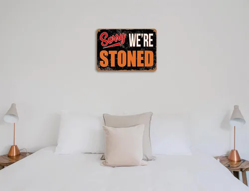 Miniatura 4 de Divertidas decoraciones de Weed Ganja, letrero de «Sorry We're Stoned», «Humor Man Cave Garage», bar, pub, granja, cafetería, arte de pared, póster