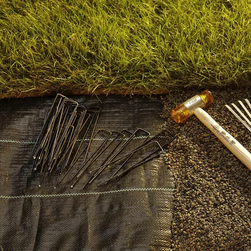Miniatura 3 de GardenMate Paquete de 50 clavijas de acero multiusos en forma de U de 50 x 6 pulgadas (5.906 in), ideales para asegurar tela de malezas, tela
