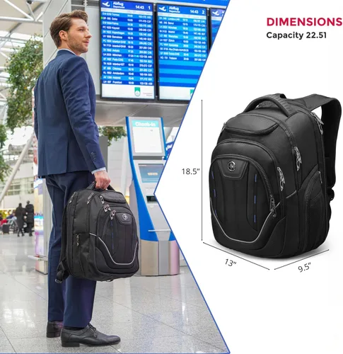 Miniatura 2 de Swissdigital Design TSA - Mochila para laptop de negocios para hombre, mochila de viaje con puerto de carga USB, mochilas universitarias