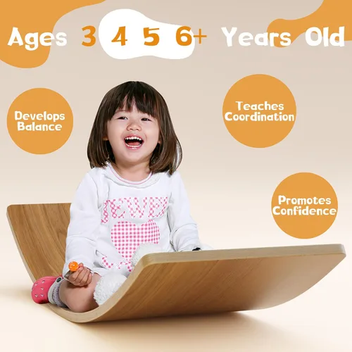 Miniatura 6 de Gentle Monster - Tabla de equilibrio oscilante de madera, juguete de madera natural Montessori para niños pequeños y adultos; juguete de aprendizaje
