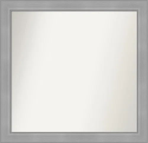Miniatura 421 de Amanti Art Espejo de baño plateado para sobre el fregadero, 24 x 24 pulgadas, espejo cuadrado de peltre forjado a medida, marco de madera casual