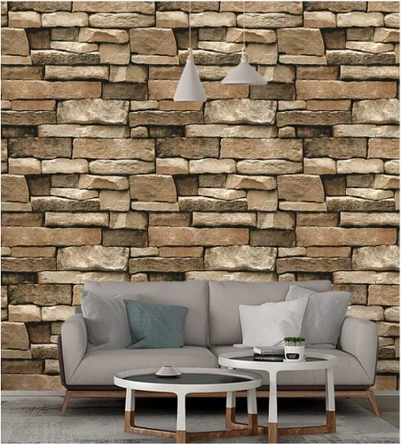 Miniatura 5 de D1016 - Papel tapiz de piedra autoadhesivo, removible, de vinilo de 1.48 x 16.4 pies, para sala de estar, dormitorio, cocina, decoración de pared