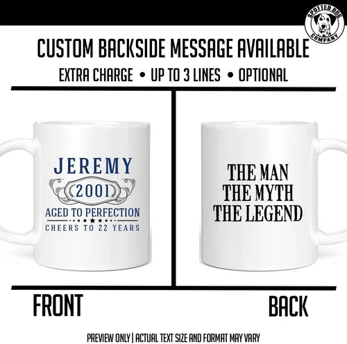 Miniatura 5 de Taza de café personalizada de cerámica blanca de 11 onzas con texto personalizado y iniciales de nombre, DYE Bernard, taza para café, personalizada