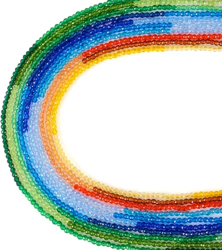 Miniatura 30 de FASHEWELRY 10 hebras de cuentas de vidrio chapadas en arco iris de 0.118 pulgadas (0.118 in), cuentas espaciadoras de cristal de Rondelle, cuentas