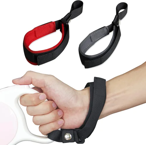 Miniatura 9 de Correa de muñeca ajustable manos libres, paquete de 2 correas de muñeca de tela de buceo suave y cómoda correa de perro para correa retráctil