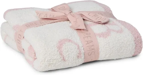 Manta Barefoot Dreams® CozyChic® ABC, Rosa Polvoriento/Crema