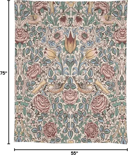 Miniatura 58 de Mantel Floral Retro de Pájaros, Diseño Original Bohemio William Morris Estampado Cubierta de Mesa para Hogar Picnic Fiesta Comedor Cocina William