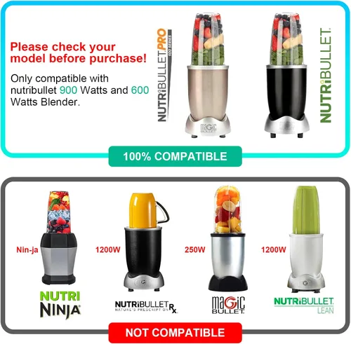 Miniatura 2 de Cuchilla extractora de repuesto, compatible con licuadora NutriBullet 600 W/900 W de la serie Pro con juntas de sellado de goma de silicona de grado