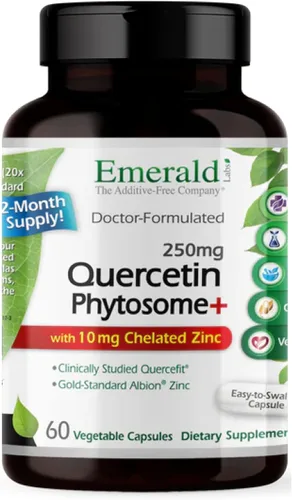 EMERALD LABS Quercetin Phytosome Plus - Suplemento vegano antioxidante y de apoyo inmunológico - Contiene quercetina y zinc - 60 cápsulas vegetales
