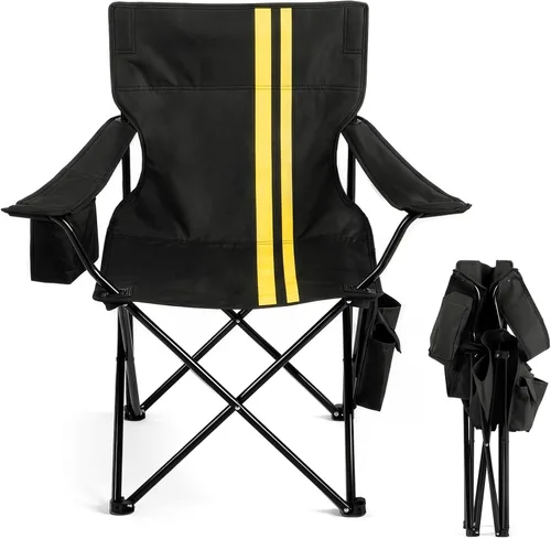 Miniatura 12 de Silla de campamento portátil, silla de campamento pequeña, silla plegable, silla de campamento de playa, silla deportiva con respaldo y soporte